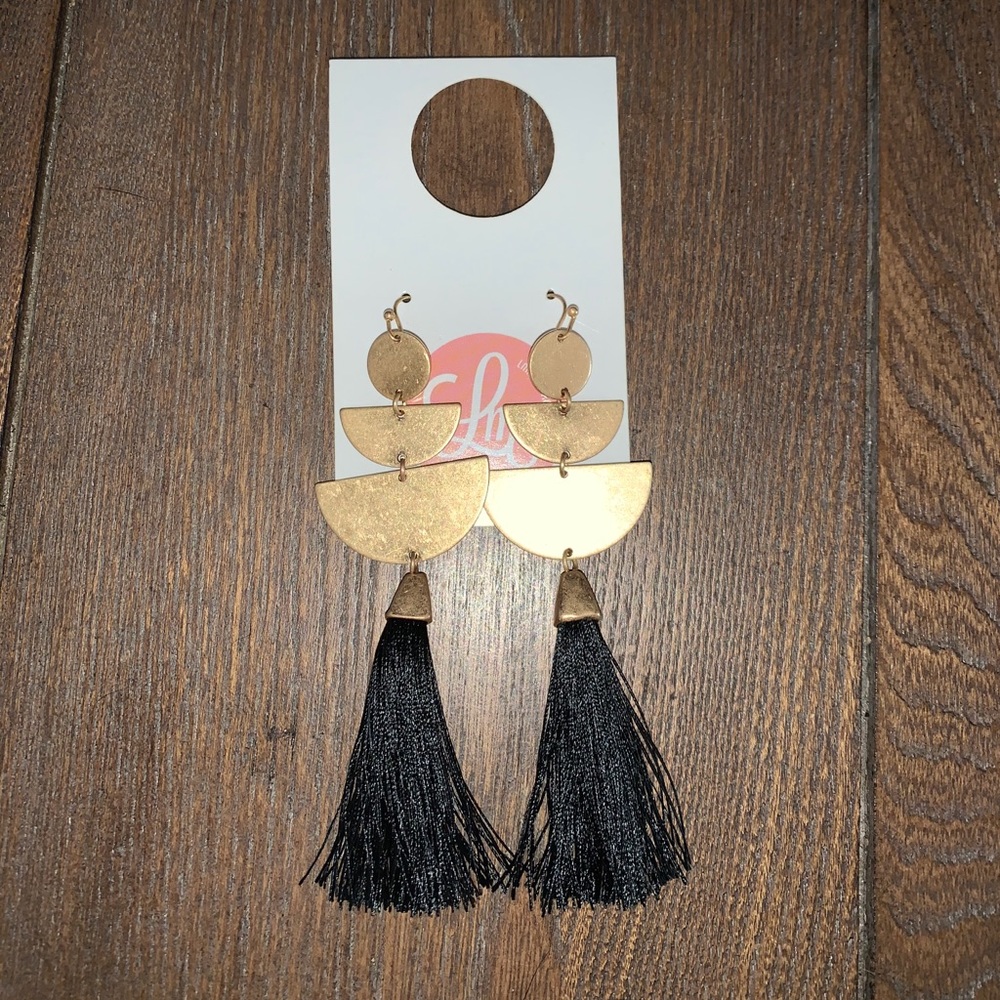 L Mae black and gold dressy earrings